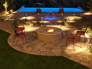 Belgard Firepit overhead evening